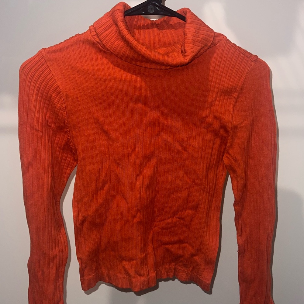 Fit In One Size Long Sleeve Women’s Orange Turtleneck